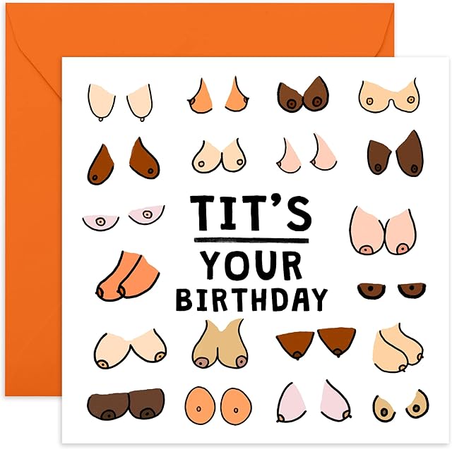 Central 23 Happy Birthday Card for Women - 'Tit's Your Birthday!' - Funny Greeting Cards for Her - Bday Gift for Friends Girlfriends Best friend - Comes With Fun Sticker