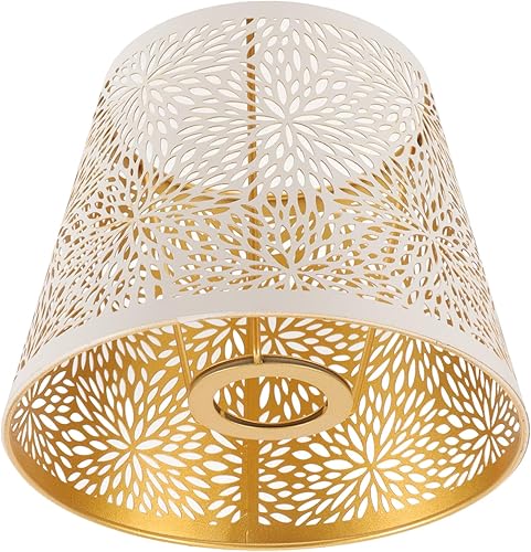 VILLCASE Pantalla de lámpara de metal para lámpara de metal, pantalla de sombra de flores, pantalla E27 con clip para lámpara de mesa, cubierta de