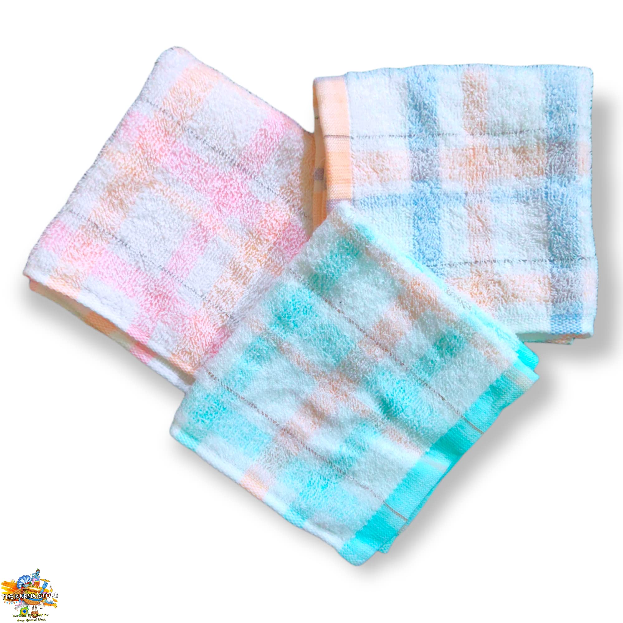Ultra Soft Towel for Laddu Gopal/Home Deity_Size 10 X 12 Inch_ Set of 3 Pure Cotton Bath Robe [ Multicolor ]| by The Kanha Store-image-0
