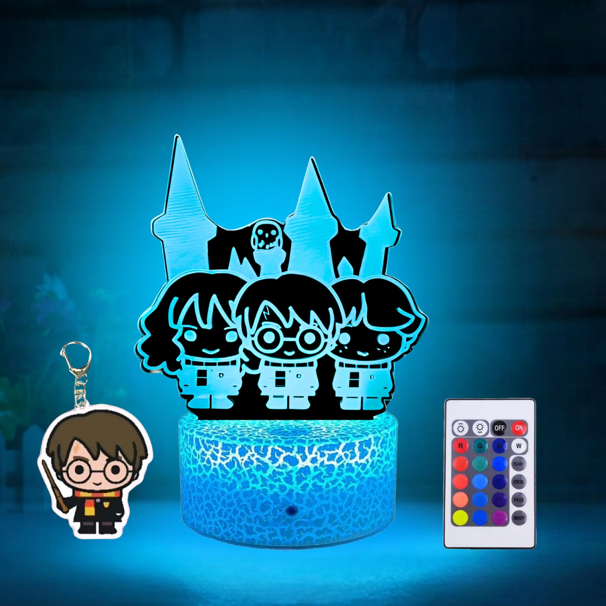Nocles Harry Regalos Lampara Harry Luz Nocturna Infantil De Harry Hermione Ron Y Lechuza Luz Led 3d Nocturna Mando A Distancia Regalos Originales Para Niños Y Adultos Navidad