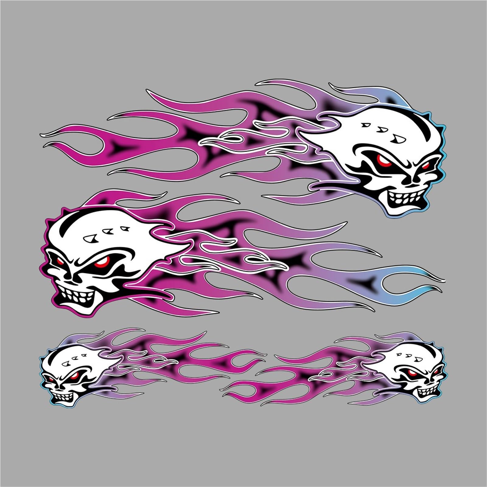 Hafgdj Purple 1Pc Skull Motorcycle Stickers For Car Fuel Tank Helmet Reflective Waterproof Decal Accessories