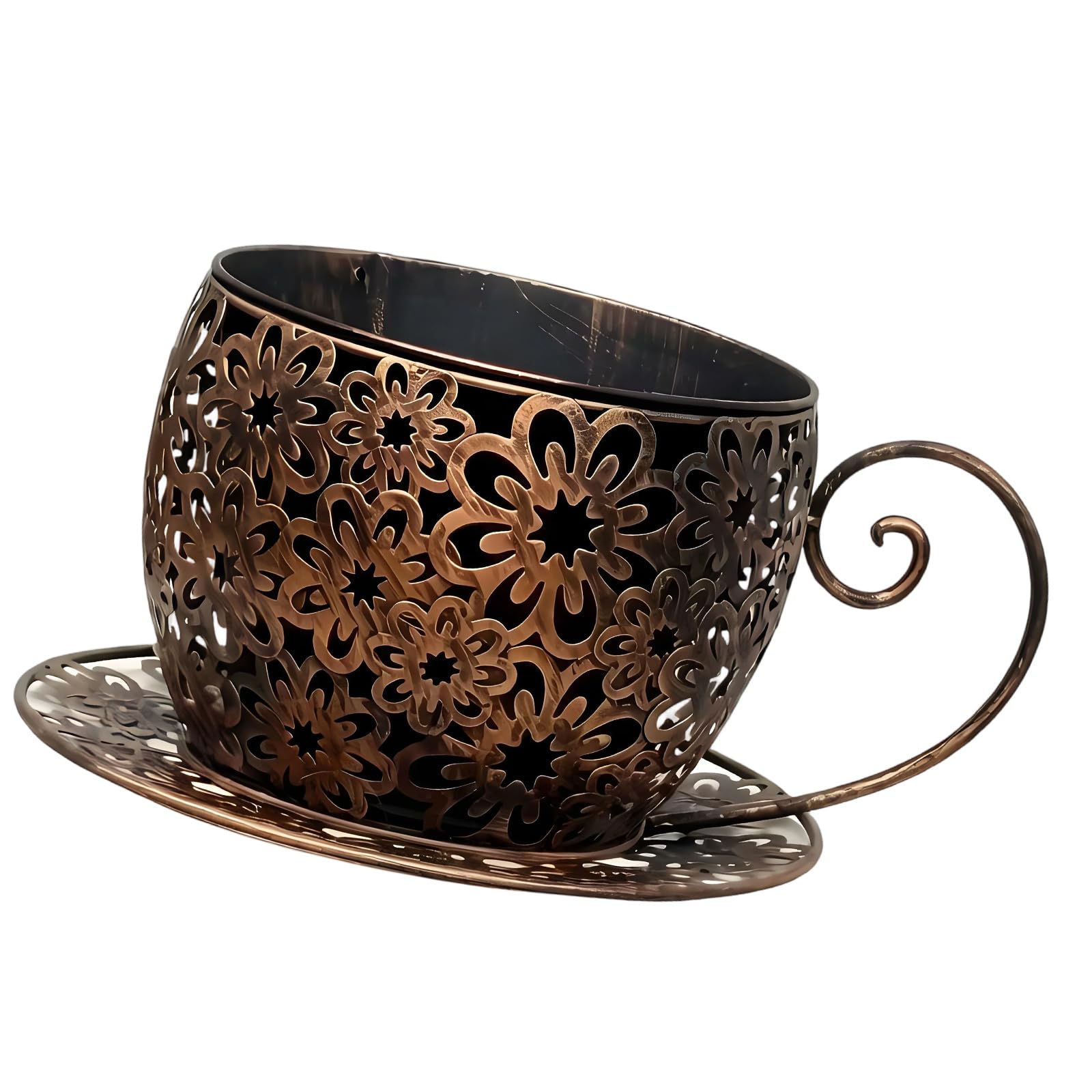 Msioytog Classical Farmhouses Iron Plant Container Cup Shape Design for Succulents on Bookshelf Balcony Desktop Indoor Outdoor Flower Container