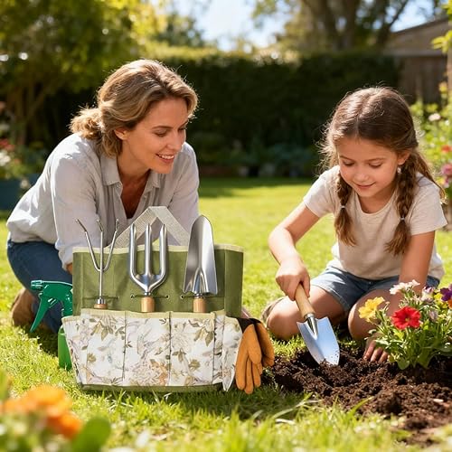 Miniatura 5 de Juego de 10 herramientas de jardinería de alta calidad, de acero inoxidable, a prueba de óxido, con bolsa de almacenamiento, regalos perfectos de