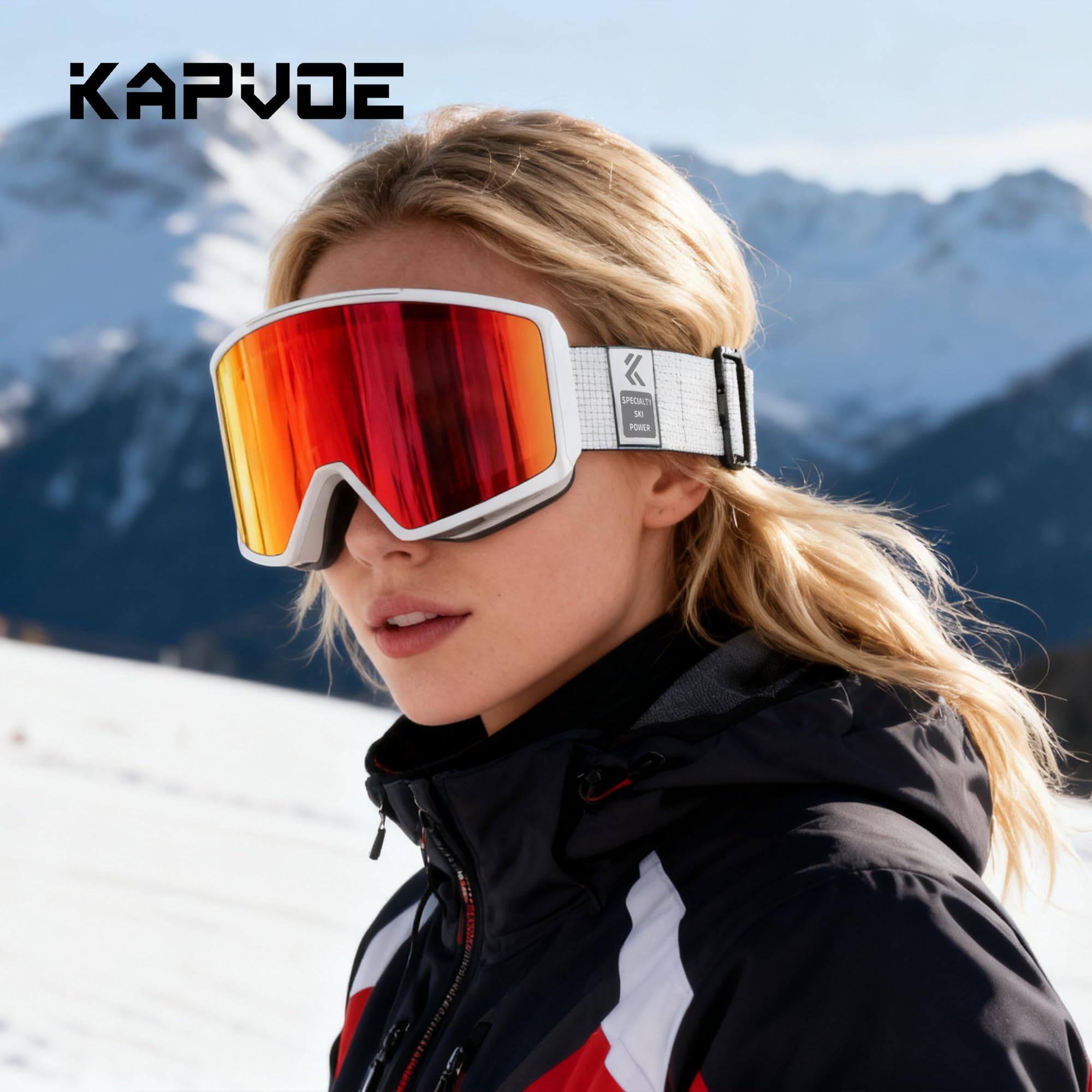 KAPVOE Lunettes de Ski avec Lentilles Photocromatiques, Lentilles Magnétiques, Antibuée pour Homme, Femme Adolescents