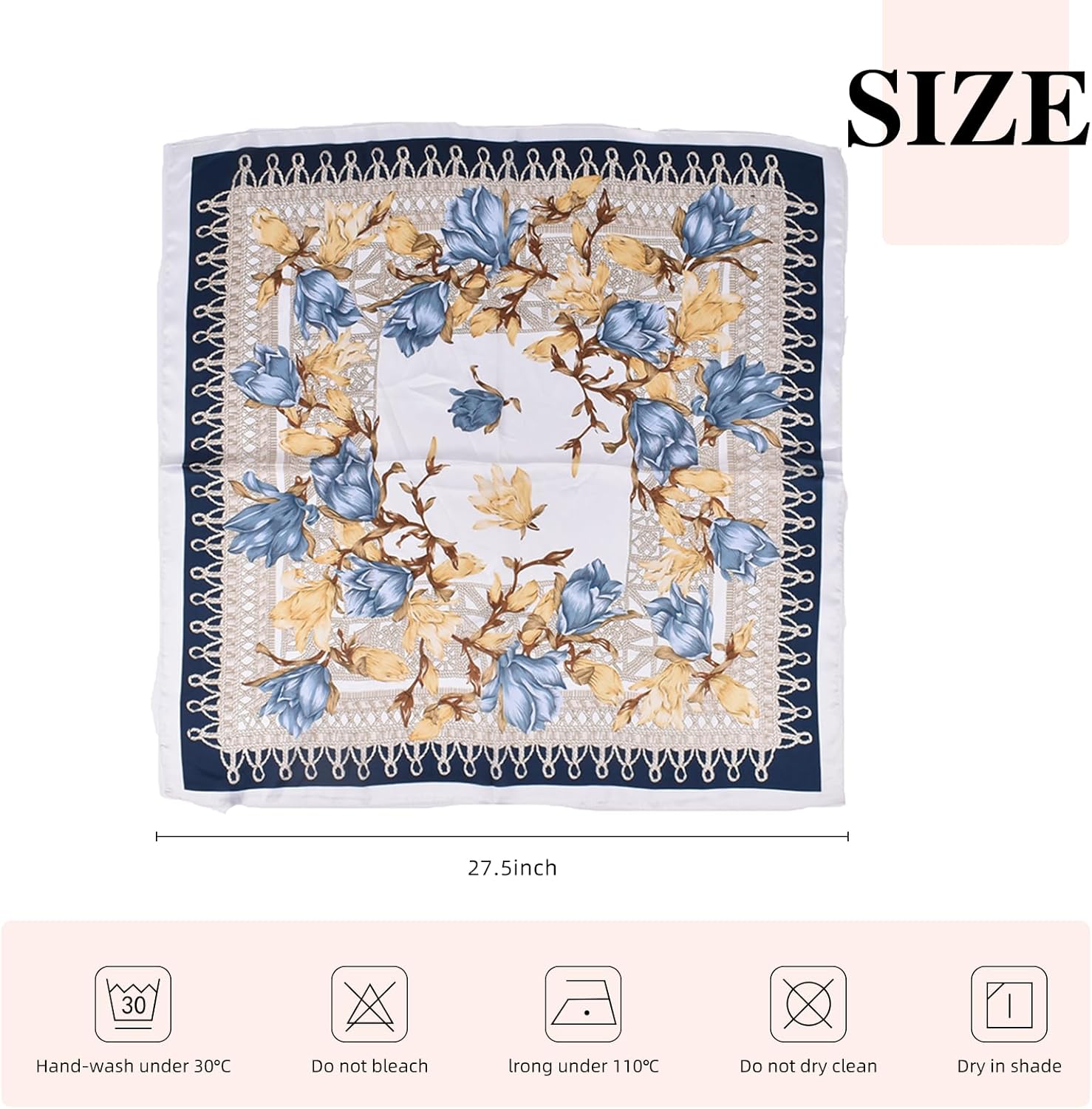 27.5 Inches Silk Head Scarf for Women Satin Hair Scarf Silk Wrap Neck Square Scarves Feeling Scarf Boho Headwear - Image 6