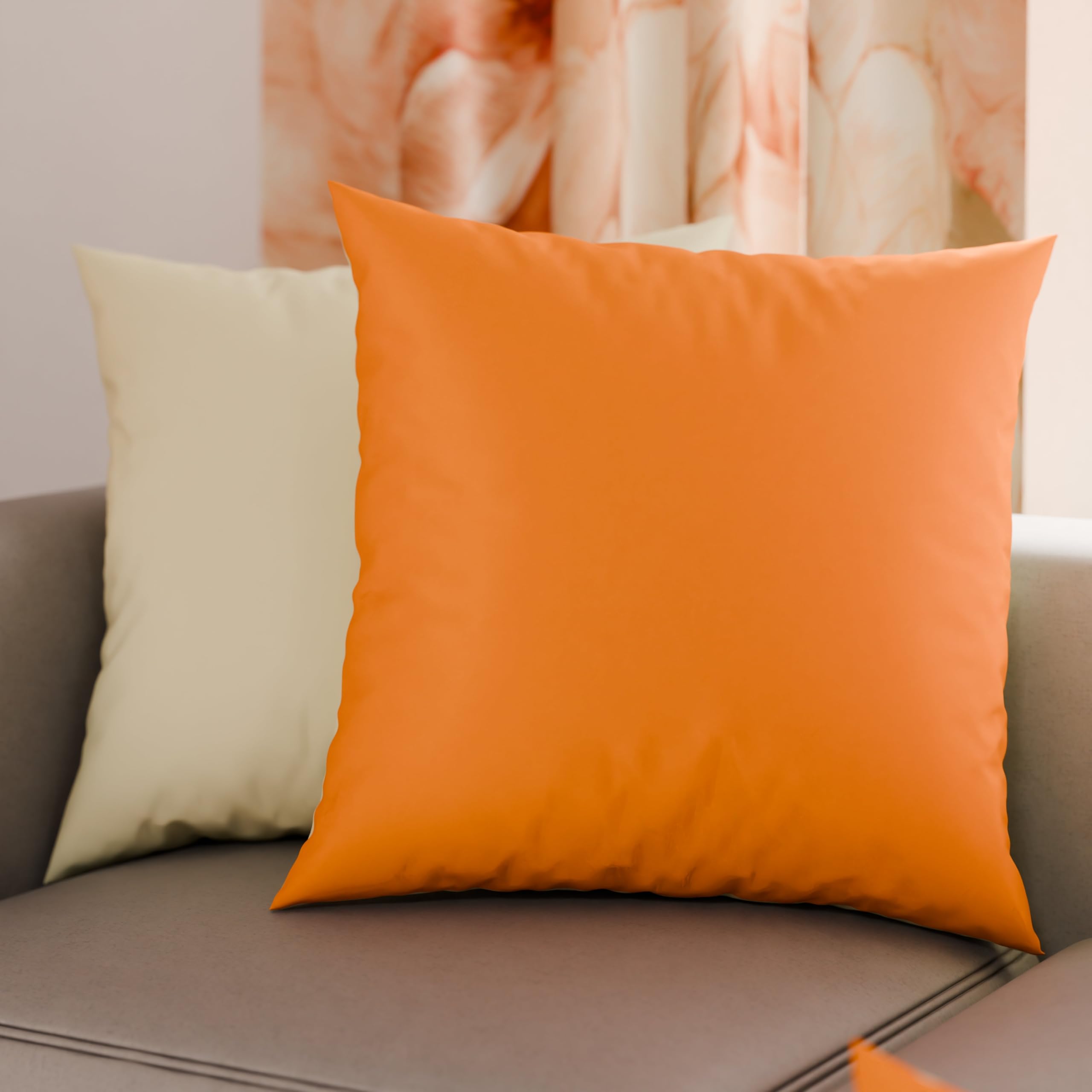 PETTI Artigiani Italiani - Coppia di Federe Cuscino 40x40 cm in Microfibra, Cuscini Arredo Camera da Letto, Divano, Set 2 Fodere Copricuscino, Federa Double Face Arancione Panna