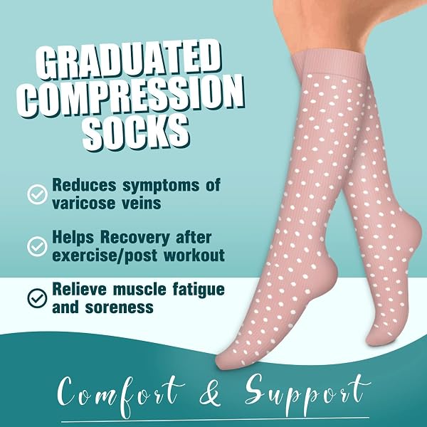 DRESHOW 4 Pares Calcetines de Compresión para Mujeres y Hombres Circulatorio Mejor Soporte para Atletismo, Running, Ciclismo, Viajar - 3
