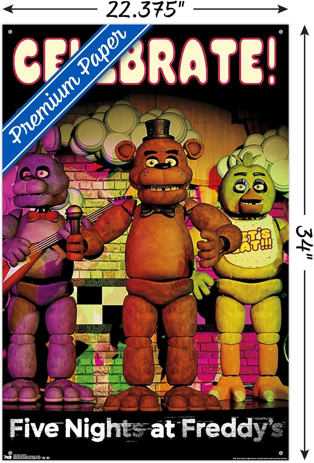 Trends International Five Nights at Freddy's - Celebrate Wall Poster with Push Pins