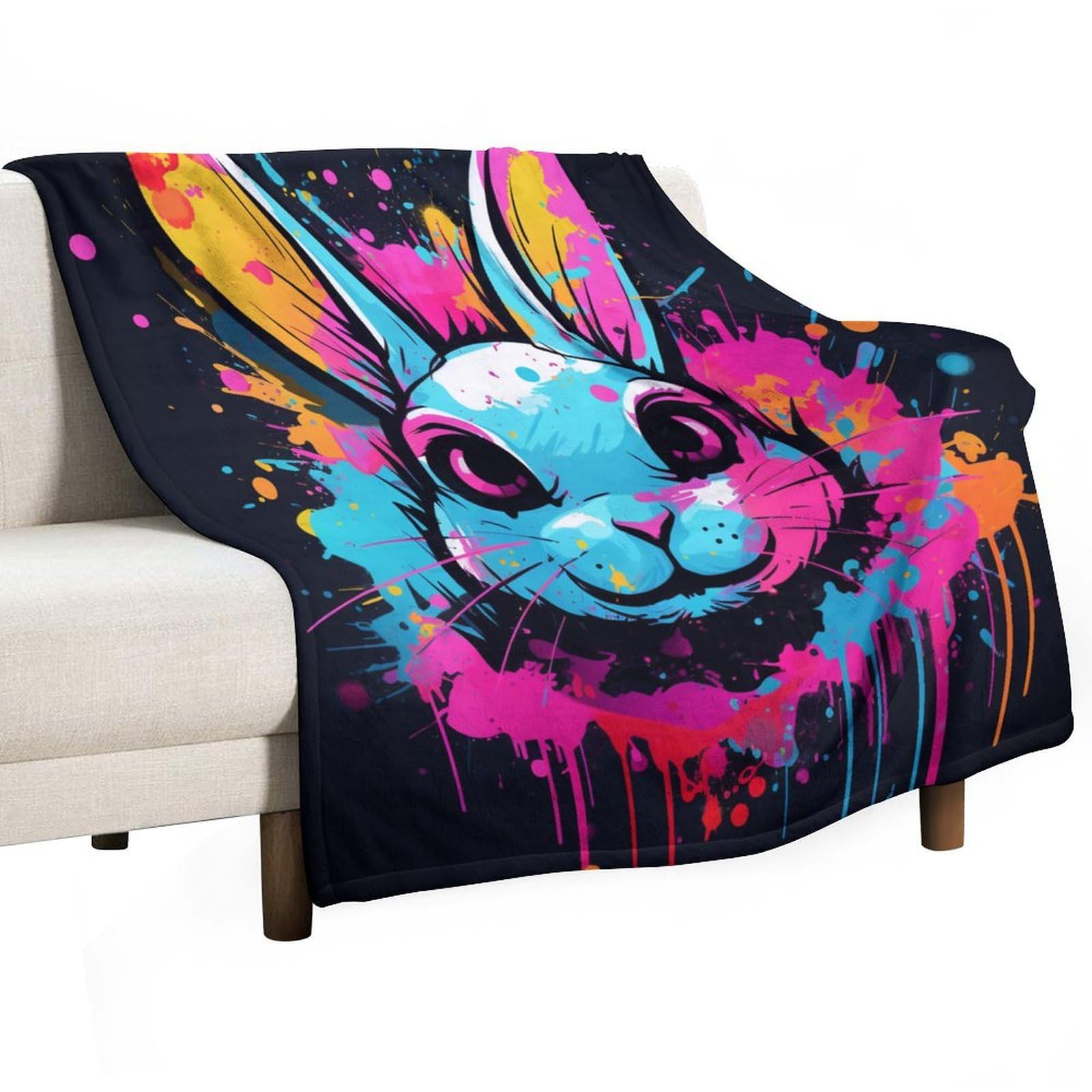 Couverture en flanelle douce et chaude lapin pour chambre salon et bureau