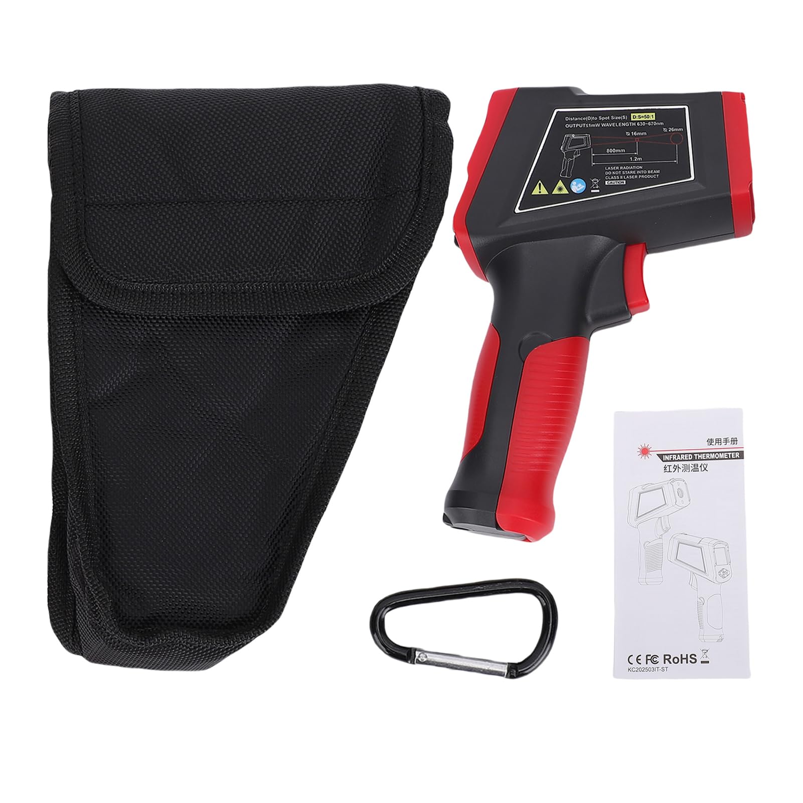 ViaGasaFamido Termometro a Infrarossi, Materiale ABS con Retroilluminazione LCD, Strumento di Misurazione della Temperatura Senza Contatto per Cucina e Uso Automobilistico (KM-IT1200ST -50~1200°C
