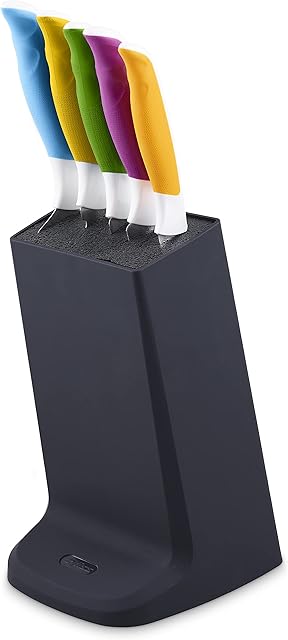 Zyliss E920247 Comfort 5 Piece Knife Block Set | Multiple Sizes | Japanese Stainless Steel | Multicolour/Black | Knife Block Set With 5 x Kitchen Knives | Dishwasher Safe | 5 Year Guarantee