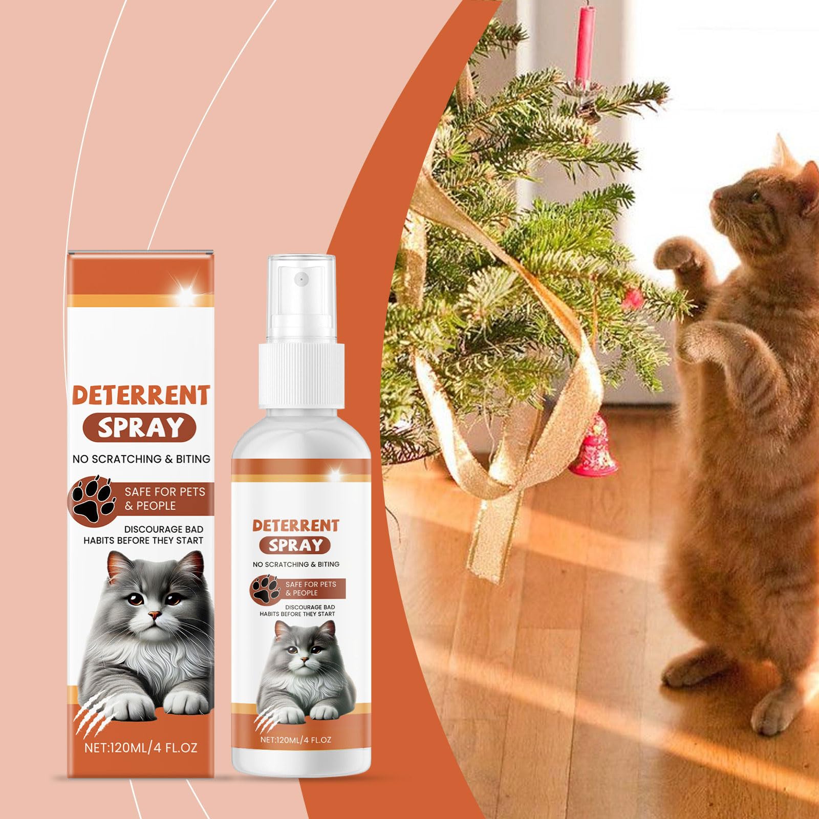 Spray a prova di gatti da 4 floz, estratti naturali di agrumi, protezioni per mobili per interni, per fermare l'arrampicata, controllo per animali domestici, spray anti-arrampicata per mobili