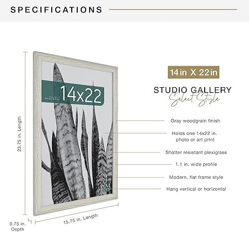 Vista 86 de MCS Industries Studio Gallery - Marcos con textura de madera color gris de 13 x 19 pulgadas / 33.02 x 48.26 cm., 2 unidades Gris Woodgrain