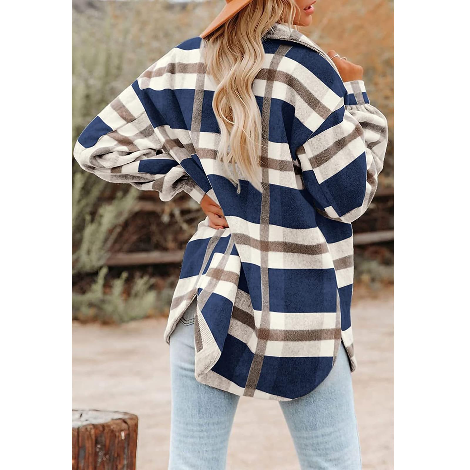 Camisa de mujer, Camisa de manga larga a cuadros con botones Adecuado para todas las estaciones. Invierno como imprimación
