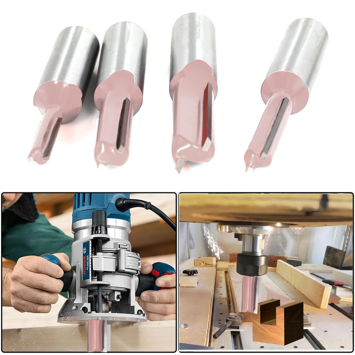 Side Cutting Router Bit Cnc Router 4pcs Straight Router Bits 1/2 Shank, Straight Cut Router ...