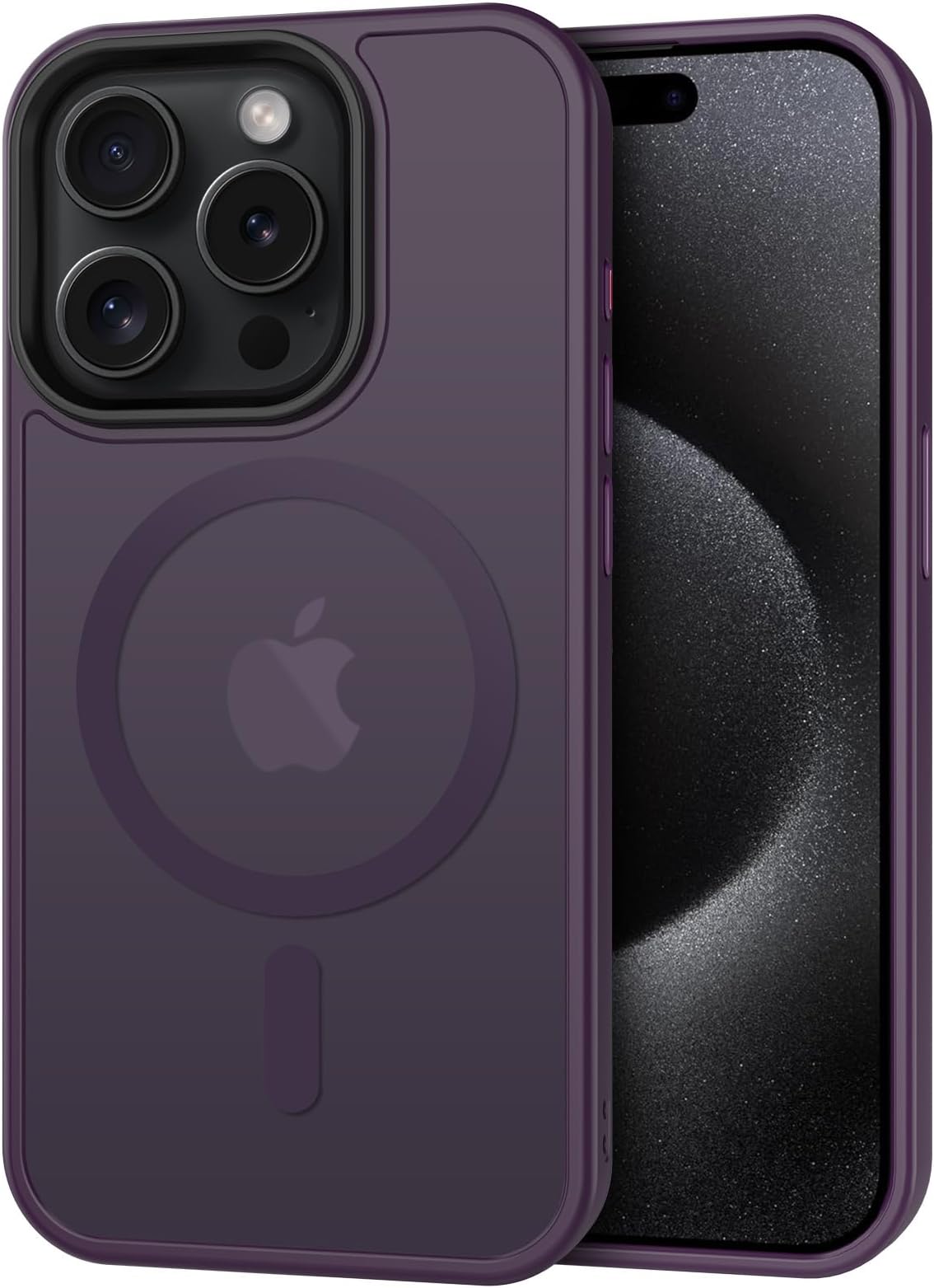 CACOE for iPhone 15 Pro Max Case with Camera Protection, Compatible with MagSafe, Shockproof Scratch-Resistant Magnetic Back Phone Cover for iPhone 15 Pro Max Case Dark Purple