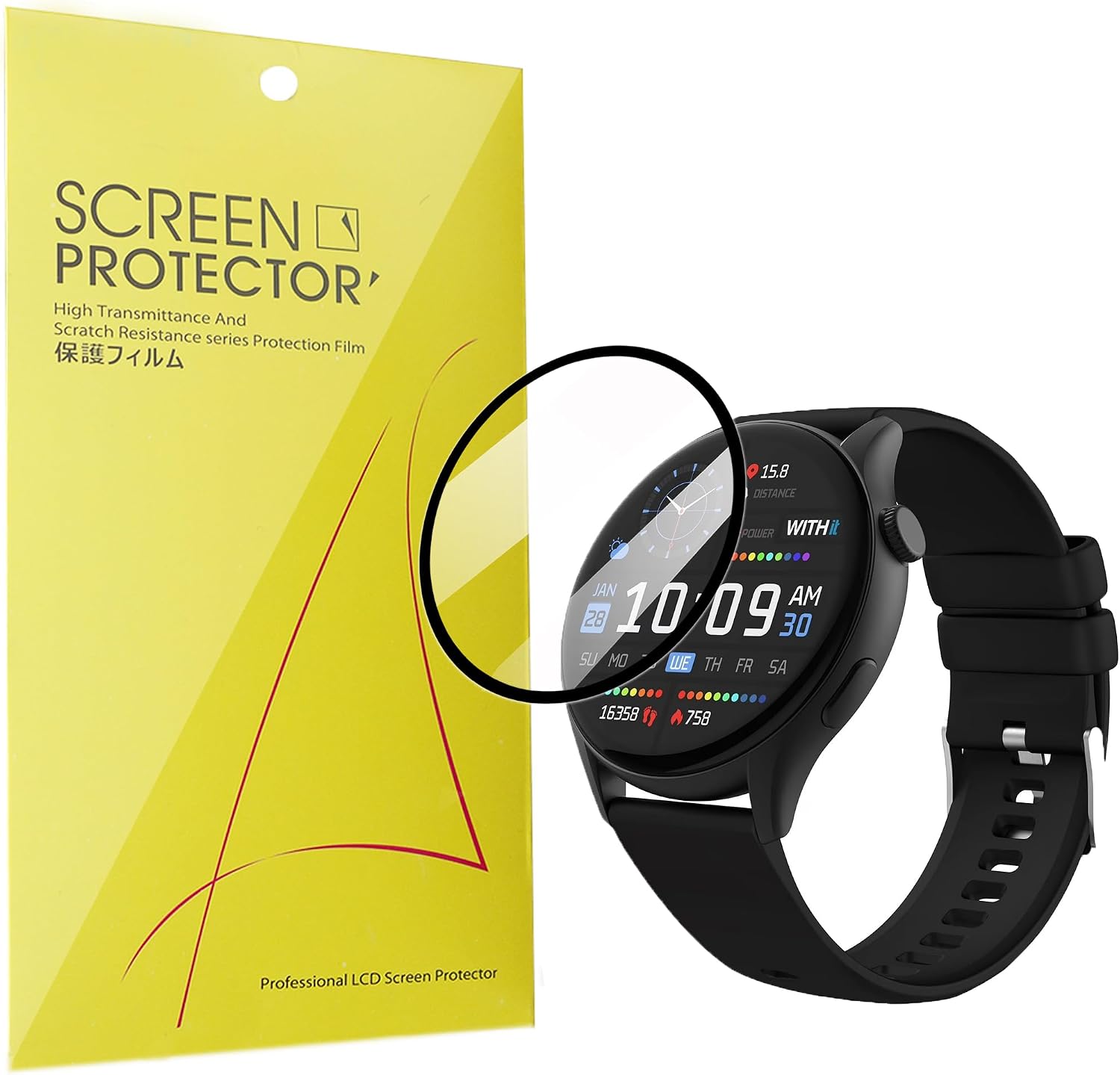 Lamshaw Compatible with WITHit Deca Smartwatch Screen Protector, [3 Pack] 3D Full Coverage PET Soft Screen Protector Film Compatible with WITHit Deca Smartwatch with AMOLED 1.43" (3 Pack)