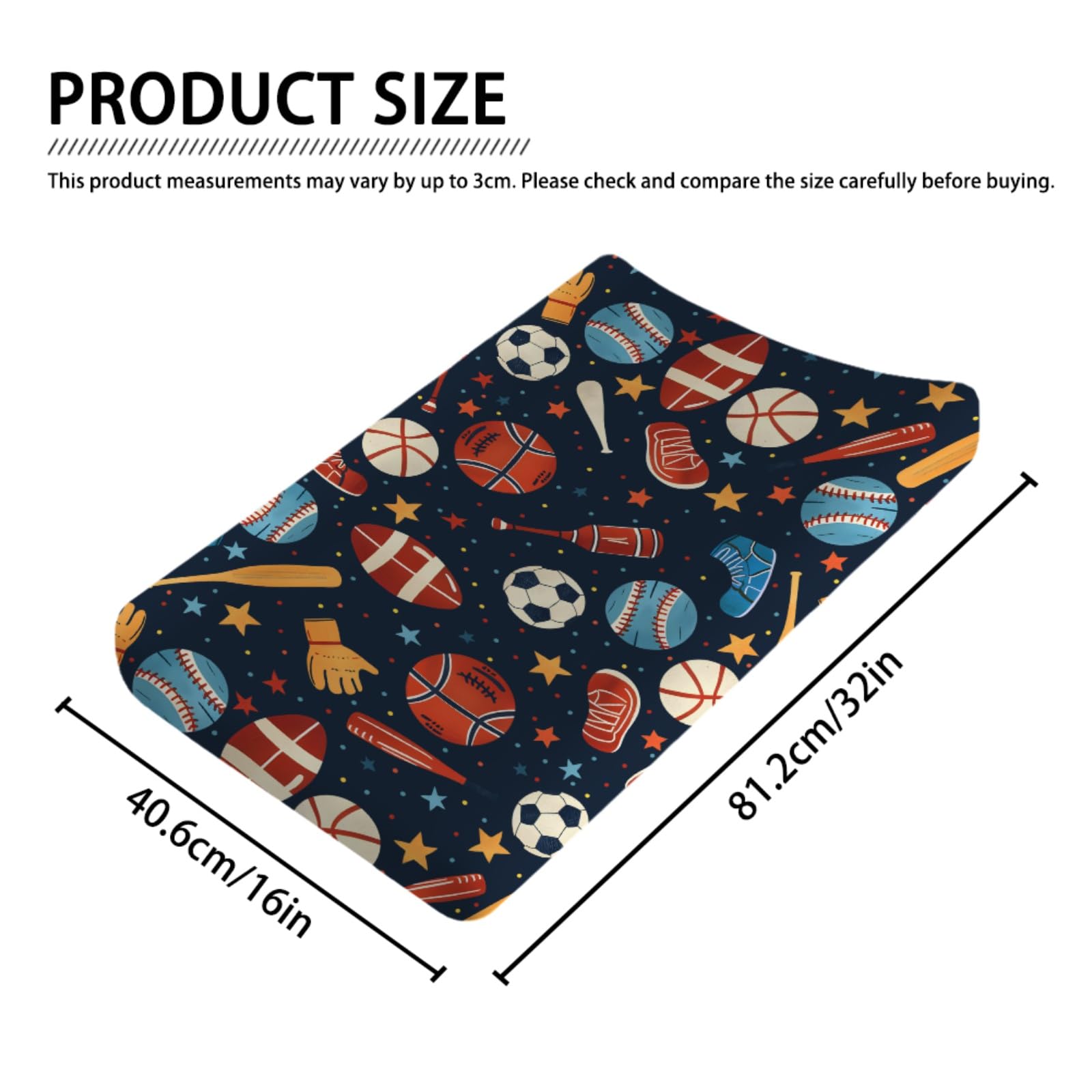 Sports Rugby Baby Changing Pad Covers,Unisex Fitted Football Changing Pad Cover for Boys Girls,Comfortable Basketball Changing Table Cover,Polyester Easy Care Baby Diaper Changing Pad Cover Sheets