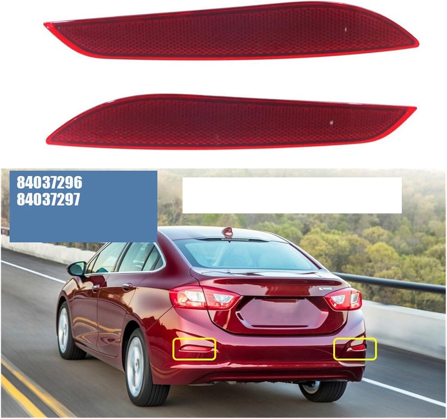 Left+Right Rear Bumper Reflector Light Trim84037296 84037297 Compatible With Cruze 2016-2019 Taillight Brake Lamp Cover