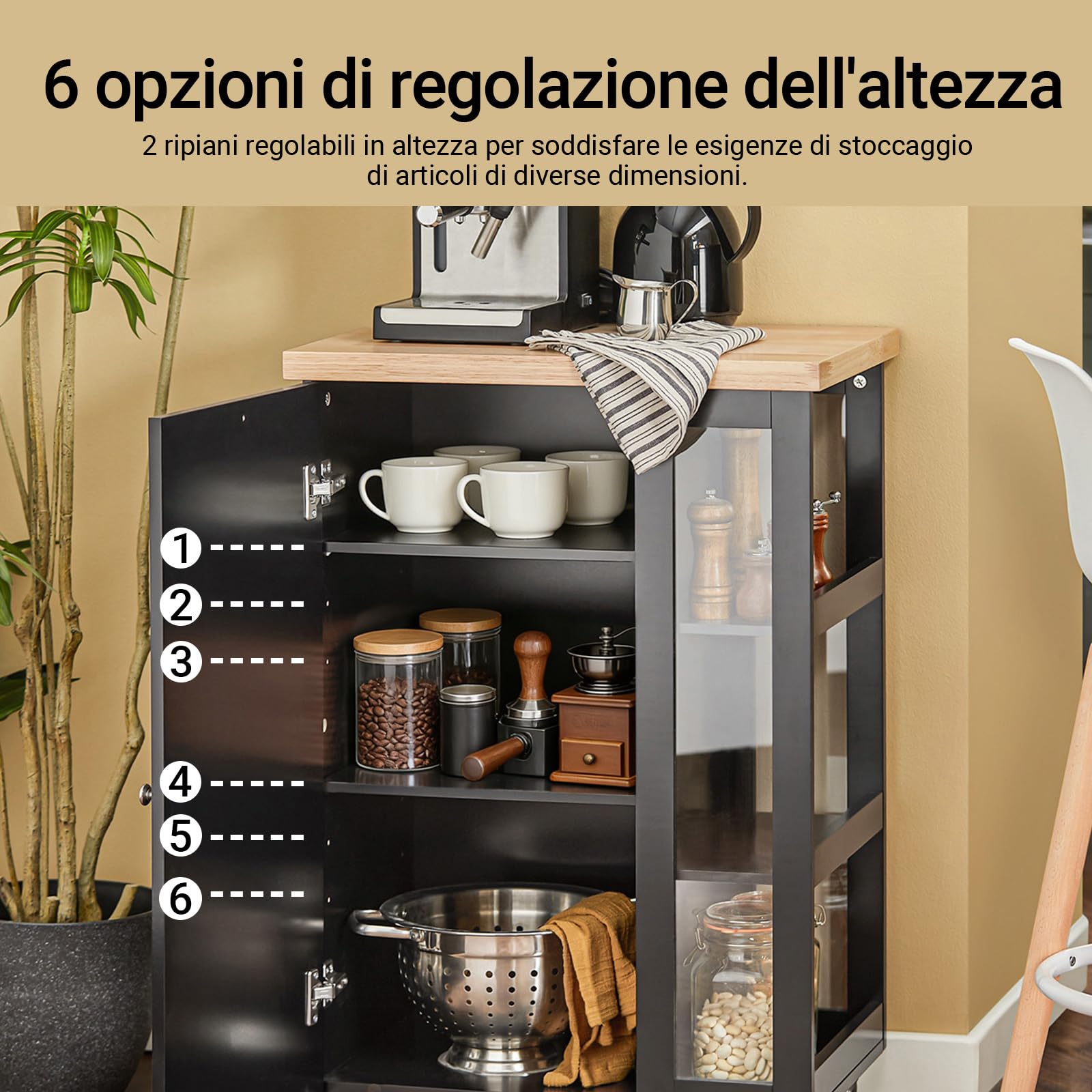 SoBuy Carrello Cucina con Ruote, Struttura Reversibile, Mobile Cucina Salvaspazio con Ripiani Regolabili, Isola Cucina per Cucina, Sala da Pranzo e Angolo Caffè, Nero 60×40×90 cm FKW75-SCH