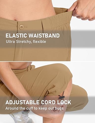 Miniatura 4 de TACVASEN Pantalones capri tipo cargo para mujer, ligeros, de secado rápido, pantalones largos de viaje, para golf, casual, verano, bolsillos con