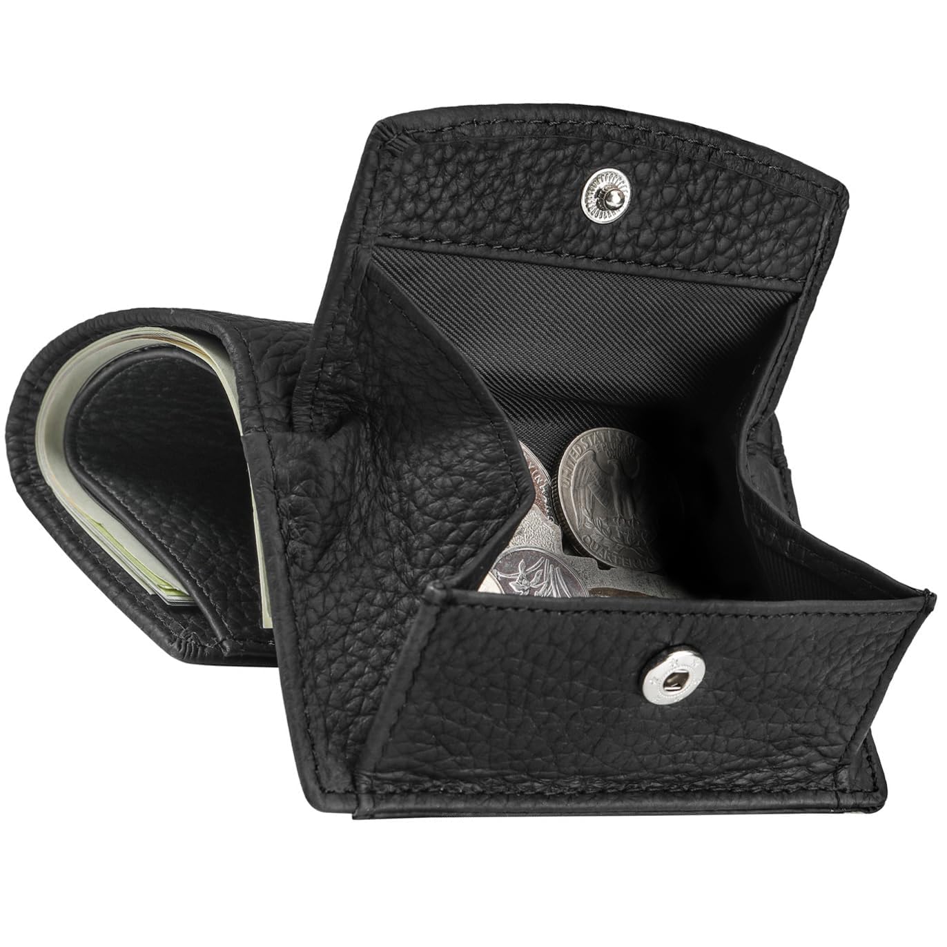 TERRIFI RFID Small Leather Wallet for Men & Women, Compact Trifold Mini Pocket Wallet with Coin Pouch, Cash Slot, and Card Holders, Black, Ideal for Security and Convenience