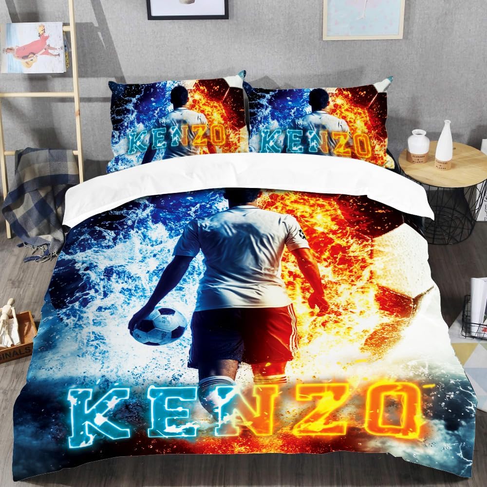 Customize Soccer Bedding Set - Full/Twin Comforter for Boys, Football Theme, Team Gifts for Son (Soccer 27, Multi-sizes)