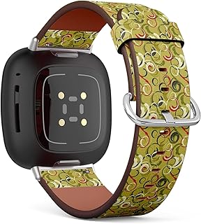 CJBROES Replacement Leather Watch Band, Compatible with Fitbit Versa 3 and Fitbit Sense of Wristband Bracelet Accessory - Elegant Floral