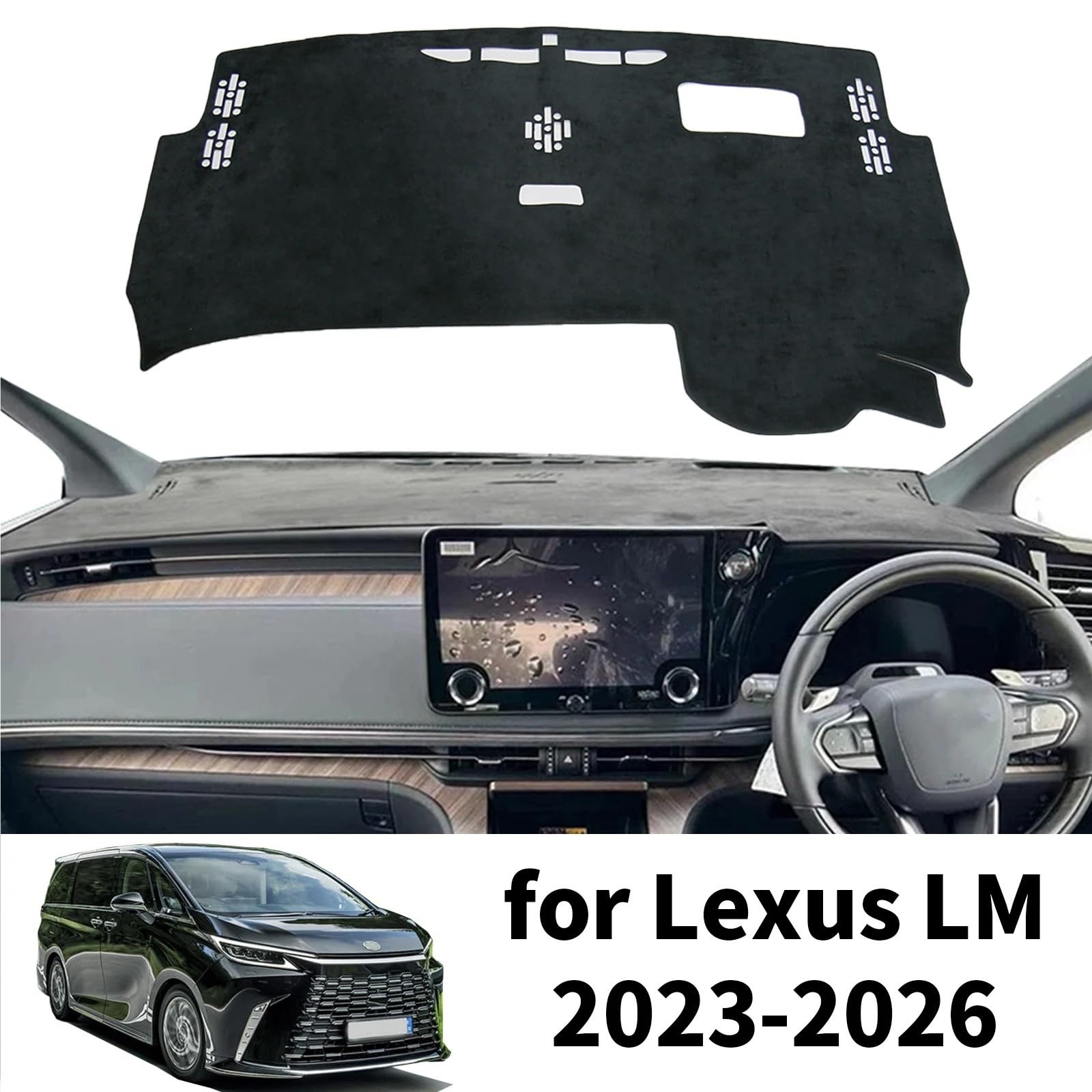 rozdzielczą samochodu Pasuje do Lexusa LM 2024-2026 AW10 350H 500H Dashmat, mata na deskę rozdzielczą,osłona przeciwsłoneczna, ochronna mata na deskę rozdzielczą | RHD Without HUD
