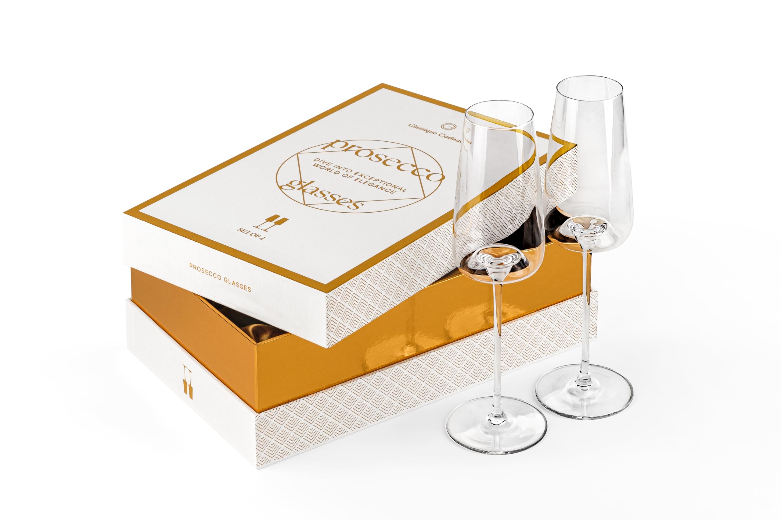 Verres à Prosecco, Cava et Champagne | Lot de 2 | Flûtes à Long Pied en Cristal pour Mimosa, Kir Royale et Impérial, French 75, Hugo et Cocktails de Vins Mousseux | Élégante Verrerie Cadeau