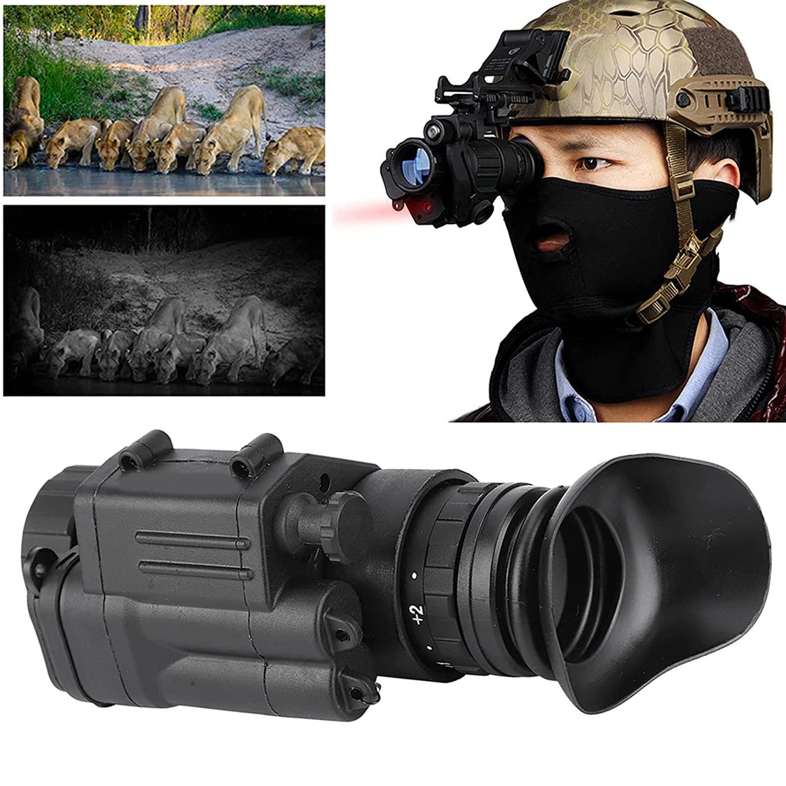 BEESOM Head Mounted Monocular Night Vision Scope Digital Night Vision Goggle PVS-14 Device Head-Mounted IR Night Vision Telescope, for Hunting,Camping : Sports & Outdoors