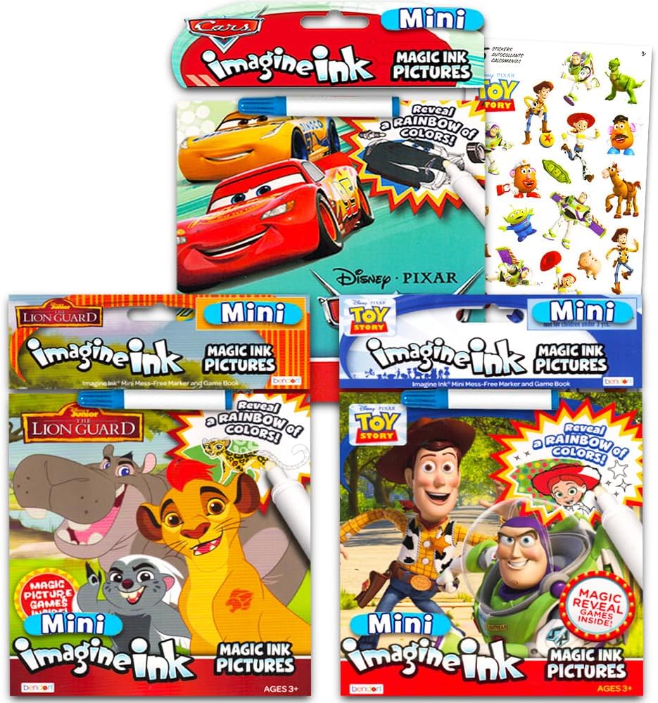 Amazon.com: Disney Pixar Magic Ink Coloring Book Super Set - 3 Imagine ...