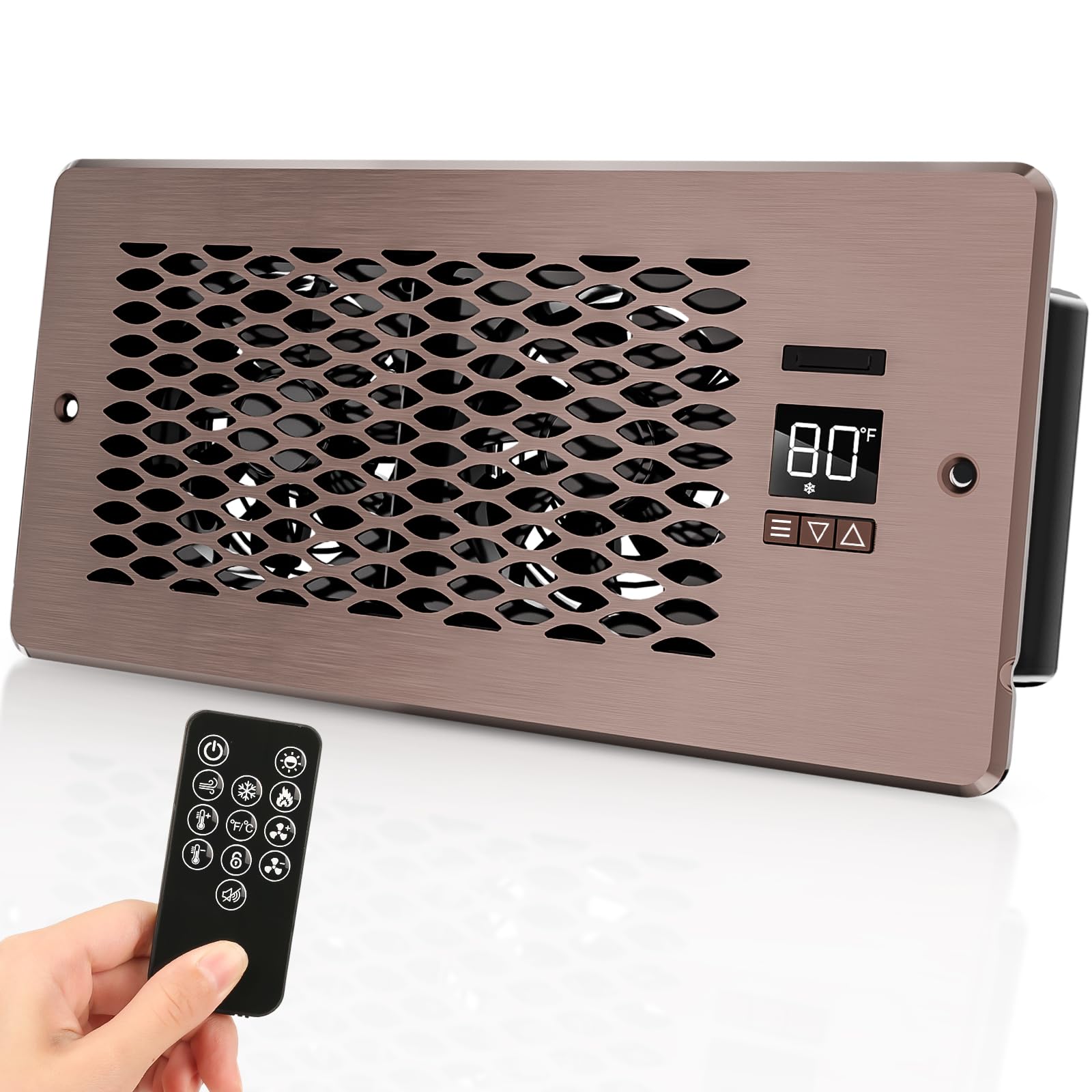 Photo 1 of KHEOED Built-in Register Booster Fan with Cover for Air Heat Vent with Fan,Fits 4"x10" Duct/Ceiling/Floor Vents, Improves AC & Heating/Cooling,Quiet 10-Speed Household/Bedroom Ventilation,smart,Bronze