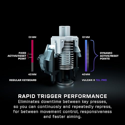 Miniatura 5 de Turtle Beach Vulcan II TKL Pro Teclado mecánico magnético RGB para juegos, interruptores analógicos de efecto Hall, accionamiento ajustable,