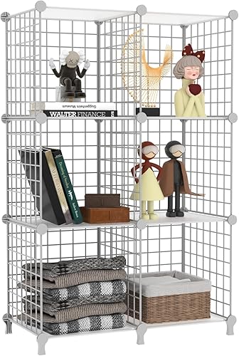 Miniatura 8 de AWTATOS Organizador de almacenamiento de cubos de alambre, organizadores de armario y almacenamiento, estantes de almacenamiento de metal de 6 Blanco