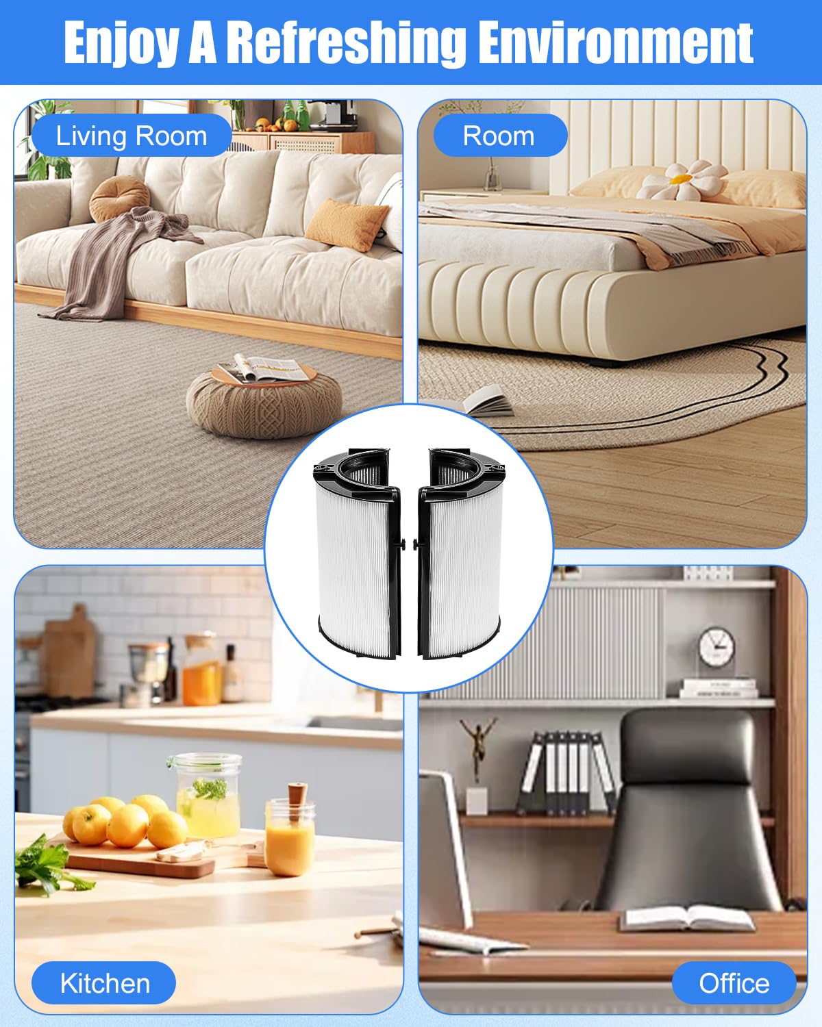 Filtro di ricambio 2 in 1 compatibile con depuratore d'aria Dyson HP04 TP04 DP04 PH04 HP09 TP09 HP07 TP07 PH03 PH01, Filtri Hepa Carboni Attivi, alta efficienza H13 Grade True Filtro HEPA