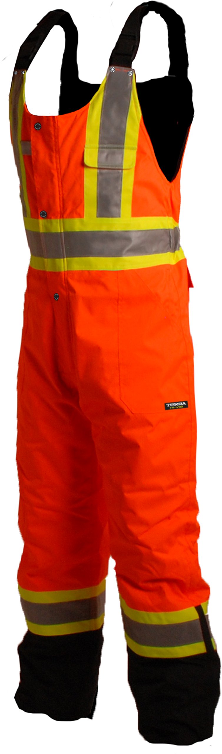 Terra 116507ORXL High-Visibility Lined Reflective Safety Bib Overall, Orange, X-Large