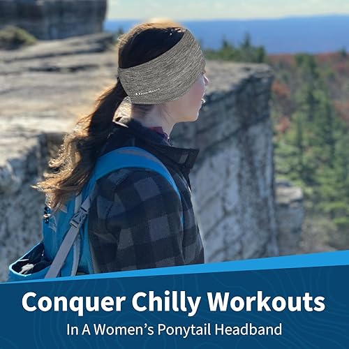 Miniatura 4 de TrailHeads - Diadema para mujer diseño de cola de caballo con banda para la oreja que absorbe la humedad ideal para correr