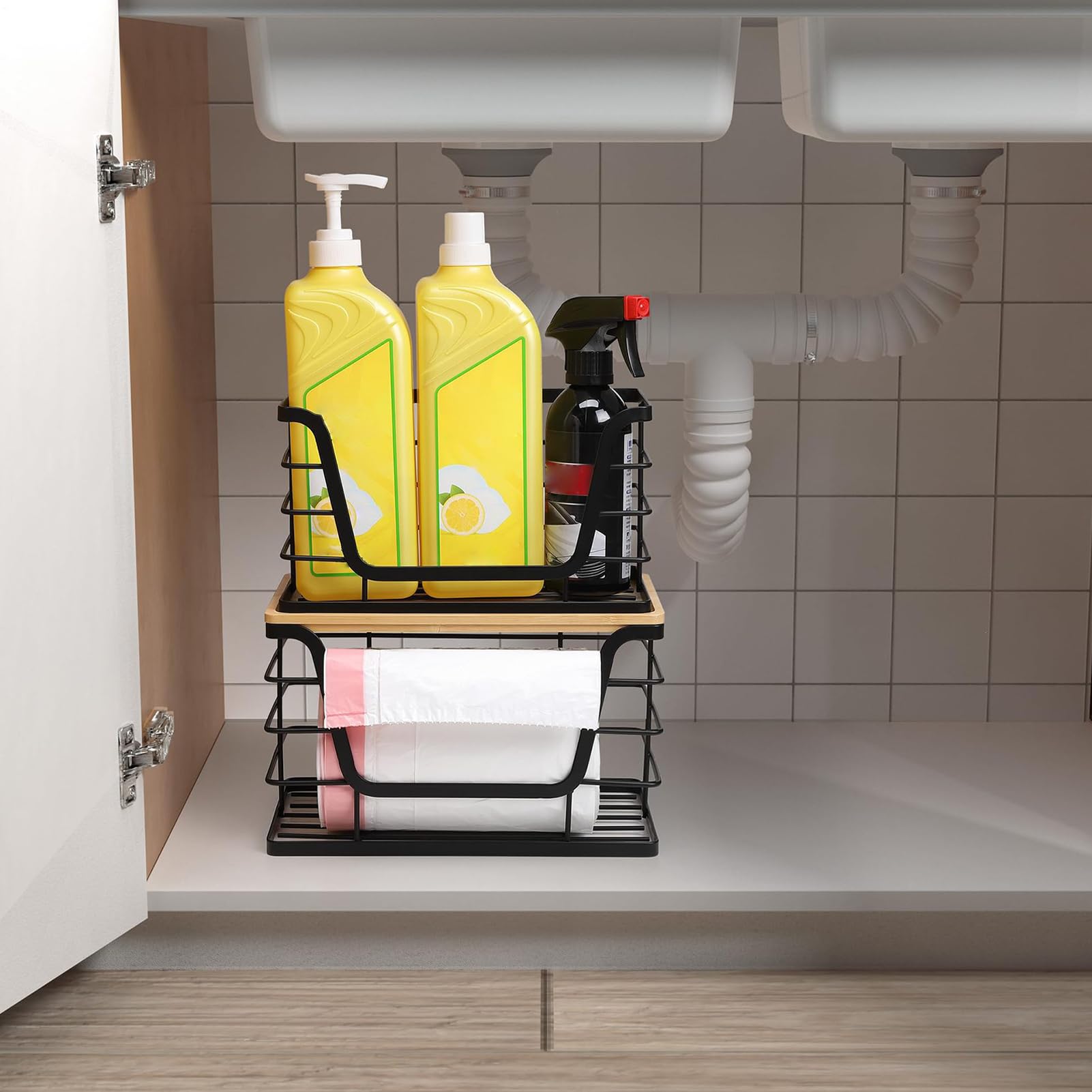 Dispensador de bolsas de basura dispensador de bolsas de alta resistencia | Organizador apilable para Lavandería y Cocina para Cocina Camping-Car Cuarto de Baño Lavadero Despensa Inodoro Salón