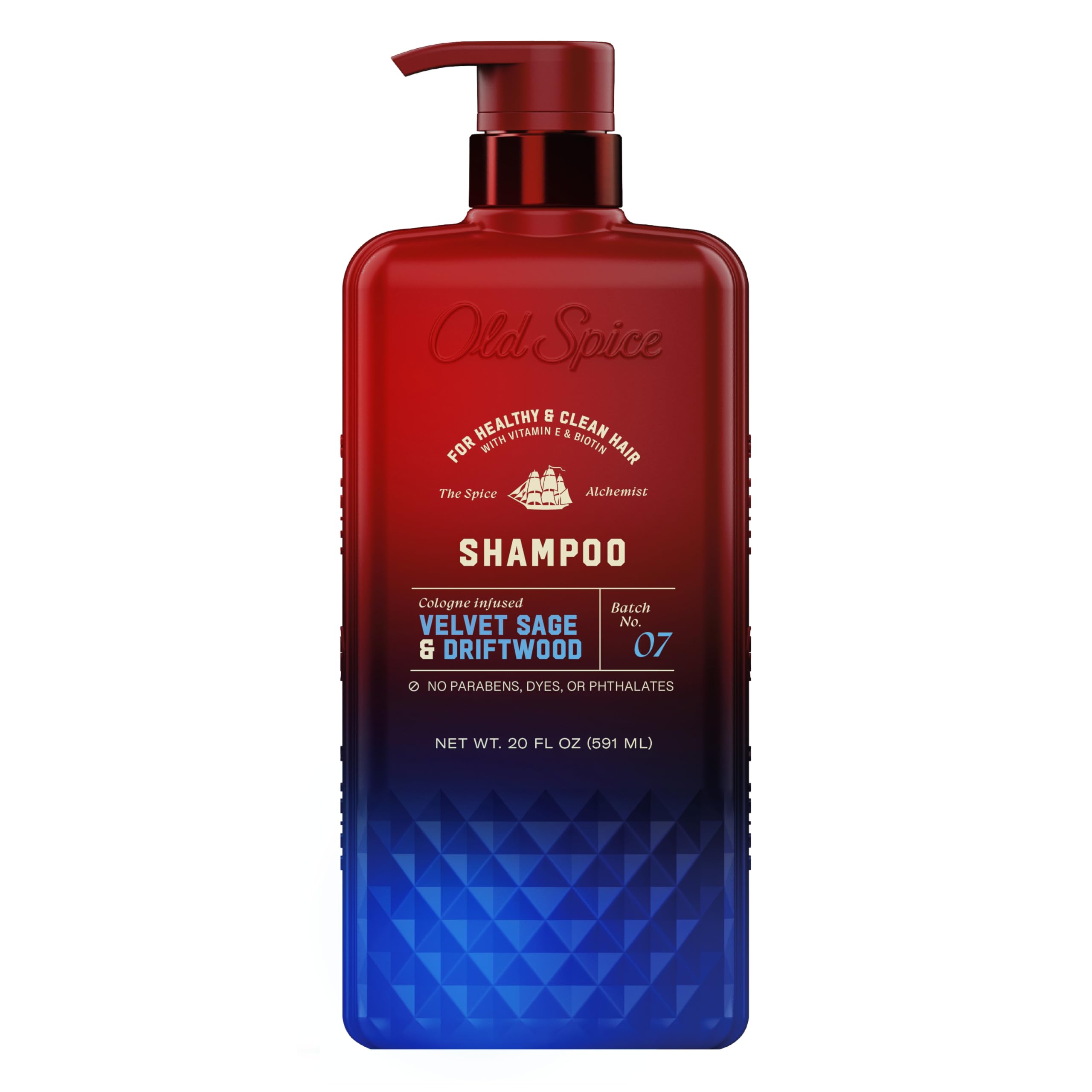 Old Spice Men's Shampoo, The Spice Alchemist Collection, 24/7 Cologne-Infused Velvet Sage & Driftwood Scent, Free of Parabens & Phthalates, 21.9 fl oz