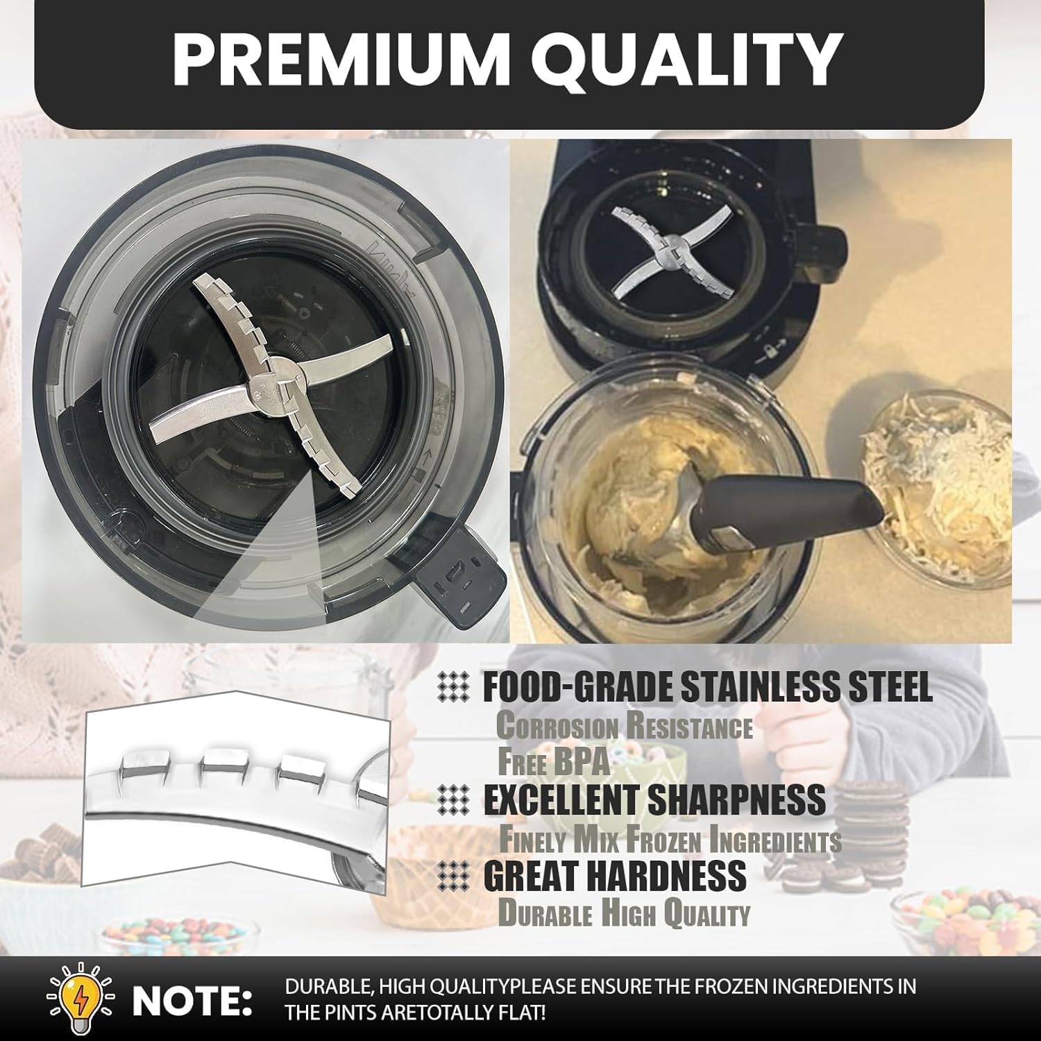 500 Series Outer Bowl Lid and Paddle for Deluxe Ice Cream Maker,Reusable Creami Deluxe Replacement Accessories Compatible with Ninja NC500, NC501, NC501H, NC501HBL, NC501HGN and CN501CO Series