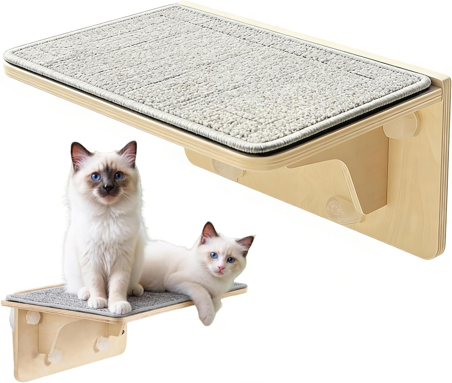 Cat Perch for Window | Suction Cup Wooden Pet Rest Seat | Cat Climbing Window Perches | for Apartment Farmhouse Living Room Bedroom Attic