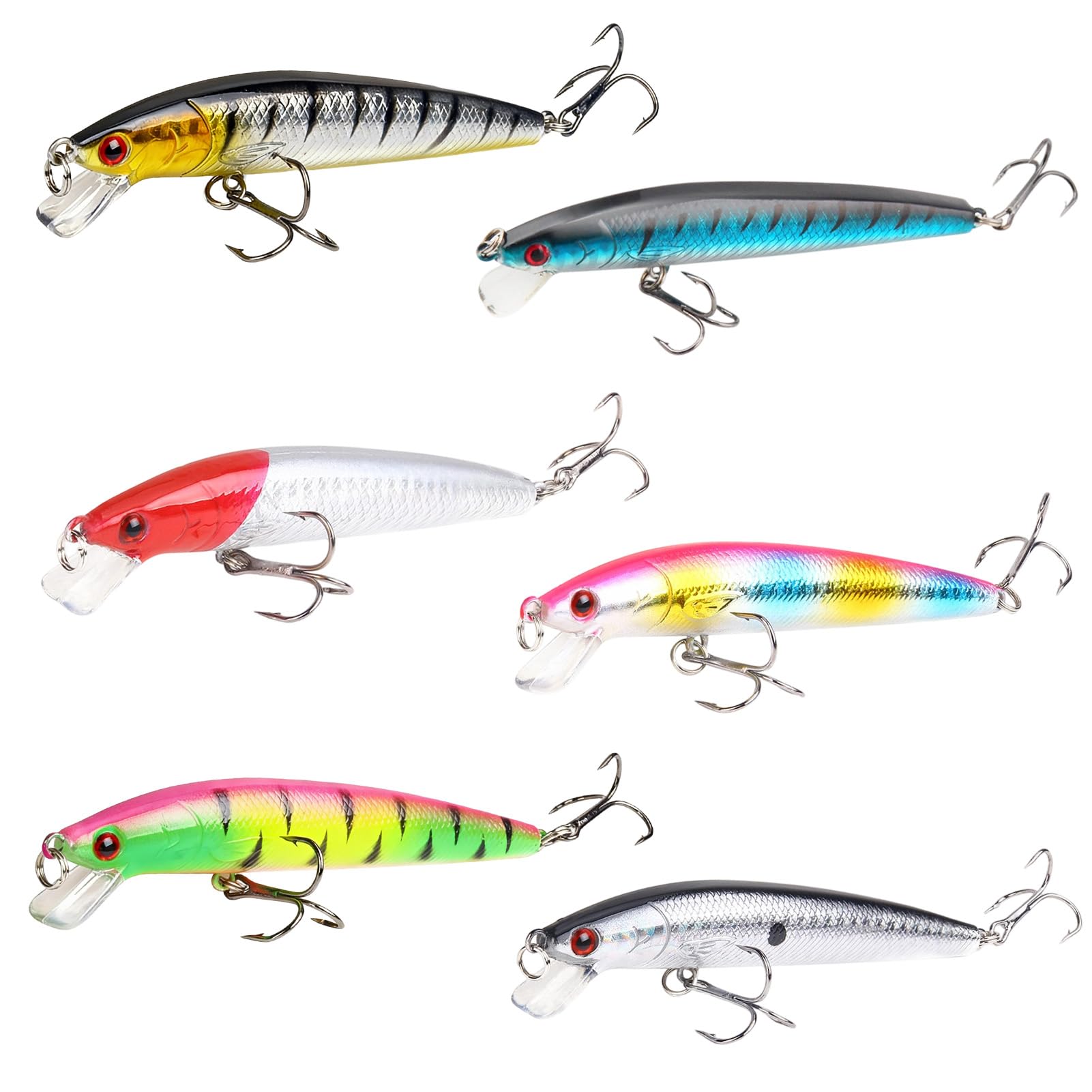 6 Piezas Cebo para Pesca Marina, Señuelos de Pesca Spinning para Trucha, Perca, Lucio, Perca, Cebos para Lubina para Pescas Marina en Agua Salada y Agua Dulce