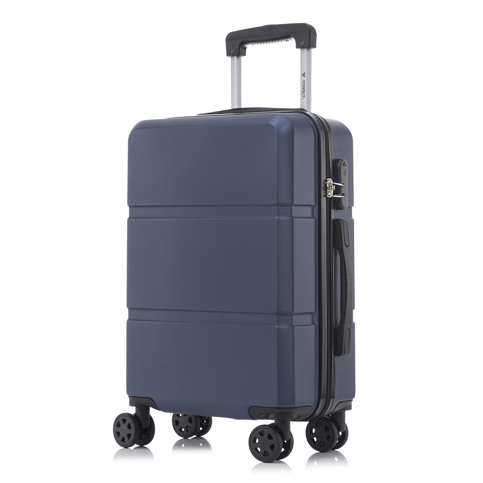 yonsly Koffer Suitcase, Trolley Reisekoffer, Rollkoffer Handgepäck mit 4 Rollen 360°, ABS Hartschalen, Sicherheitsschloss, Weicher Gummigriff, 210D-Futter