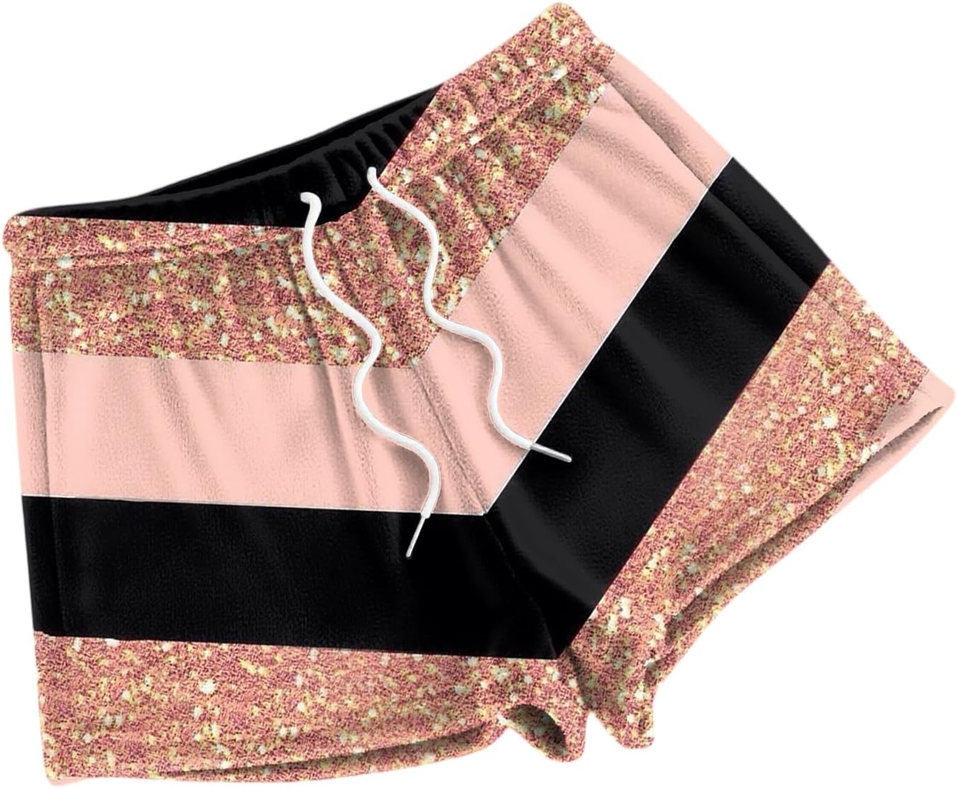 Ladies Shorts Womens Plaid Short Pants Elastic High Waist Drawstring Closure Casual Bottoms with Side Pockets Casual Shorts for Women (Pink,x-Large)