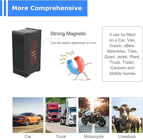 Miniatura 4 de Rastreador GPS para vehículos, duración de la batería de 6000 mAh hasta 90 días, impermeable, magnético 4G LTE, rango ilimitado, requiere
