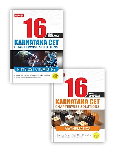 MTG 16 Years Karnataka CET Chapterwise Solutions Physics, Chemistry &amp; Mathematics PYQ Book For 2025 Exam - KCET Previous Year Solved Question Papers | KCET Engineering Entrance Exam Books (Set of 2)