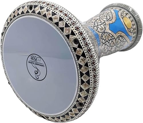 Miniatura 52 de El impresionante Darbuka Doumbek Gawharet El Fan metálico de 17.75 pulgadas (negro metálico)