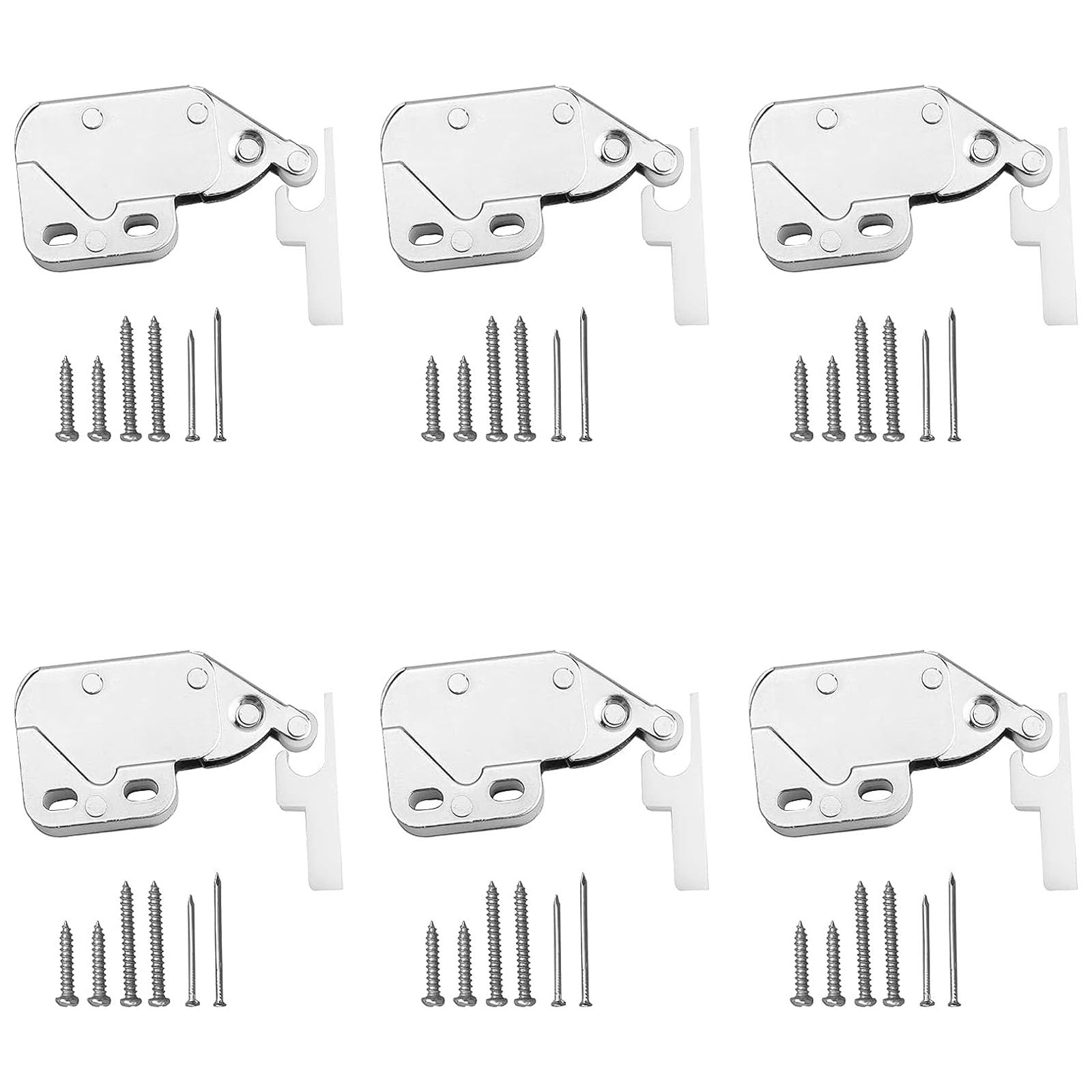 LightBeaconPack of 6 Spring Catch Spring Latch Screw Mini Lock Spring Latch for Cabinet Doors Cabinet Door with Screws
