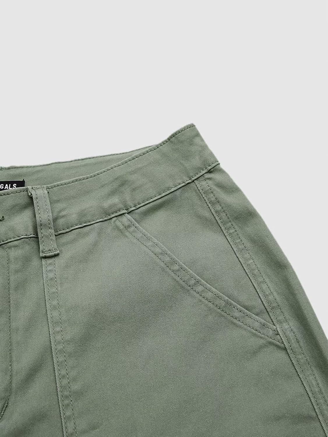 Flamingals Straight Leg Mid Waist Solid Flap Pocket Comfort Stretch Women Casual Pants for Everyday Wear - Image 7